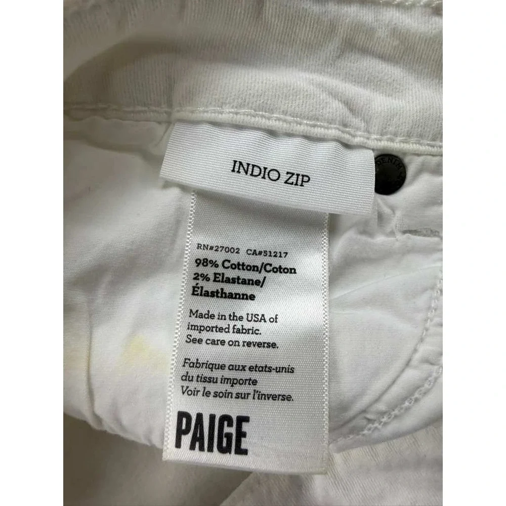 PAIGE Indio Zip‎ Jeans Women 29 Optic White High-Rise Ultra Skinny Fit Stretch